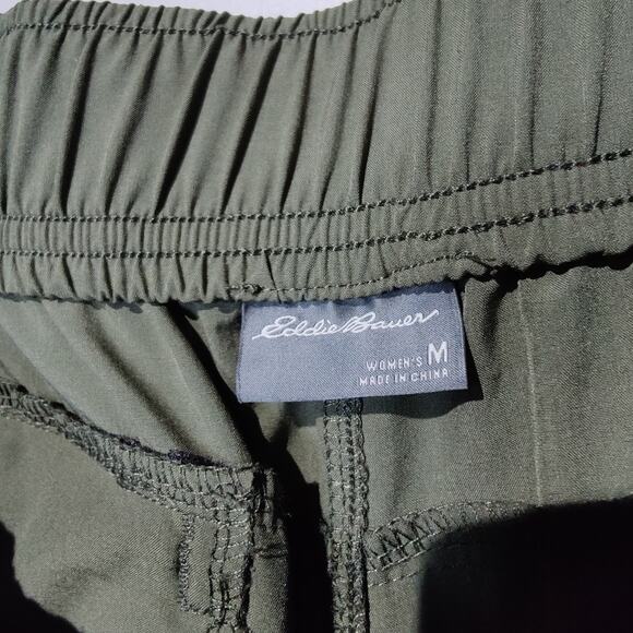 Eddie Bauer Women's Sz M Green Performance Hiking Pants Pull On Elastic Waist - Picture 3 of 8
